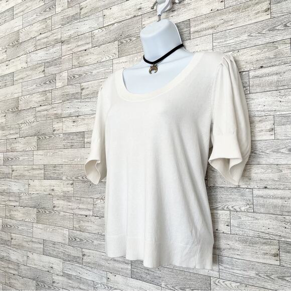 ANN TAYLOR FACTORY White Short Sleeve Sweater, S - Picture 4 of 9